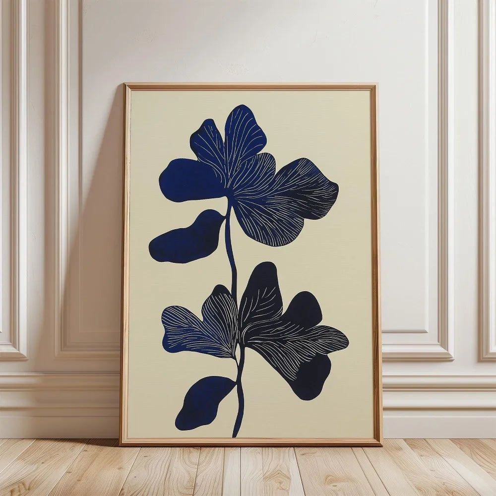 Retro Beige Floral Canvas Wall Art | Unframed Plant Print
