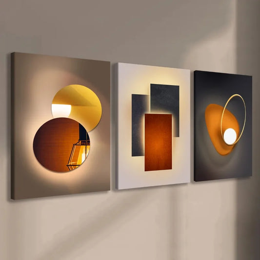 3pcs Modern Minimalist Geometric Canvas Painting Orange Wall Art Metal Circle Prints Luxury Wall Art Posters For Home Decor Peaceful Pleasures Health and Wellness