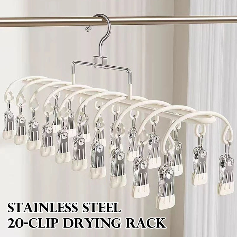 20-Clip Stainless Steel Sock Drying Rack | Indoor & Outdoor Sock Drying Rack Peaceful Pleasures Health and Wellness