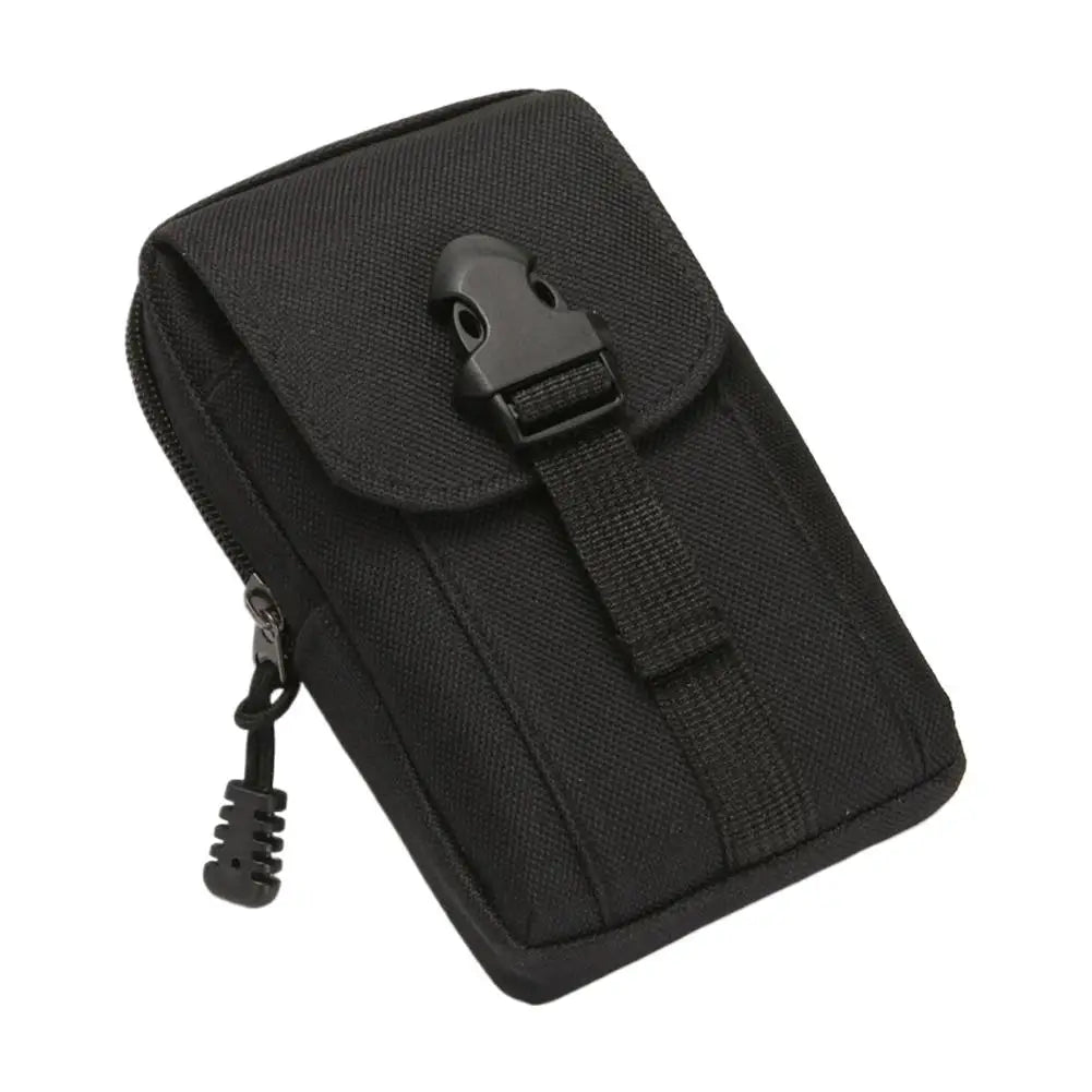 Outdoor Tactical Waist Bag Heavy‑Duty Oxford Phone Pouch Men's Durable Coin Purse Portable Hiking Camping Tool Bag with Buckle Peaceful Pleasures Health and Wellness Black