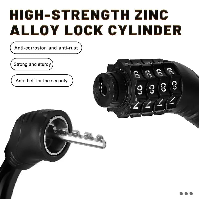 4-Digit Combination Bicycle Cable Lock | Anti-Theft Bike Lock Bicycle Cable Lock Peaceful Pleasures Health and Wellness