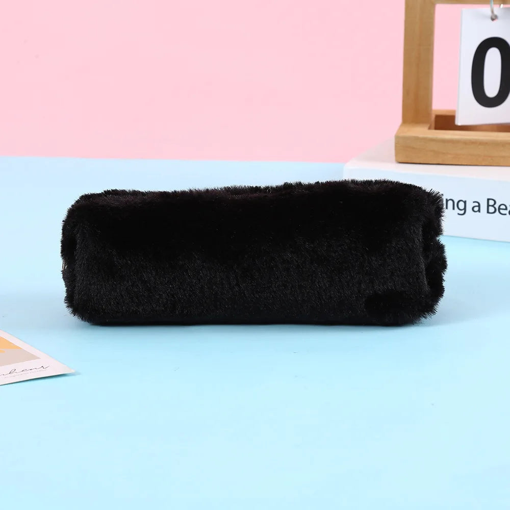 Bview Art Solid Plush Pen Pouch Student Stationery Organizer