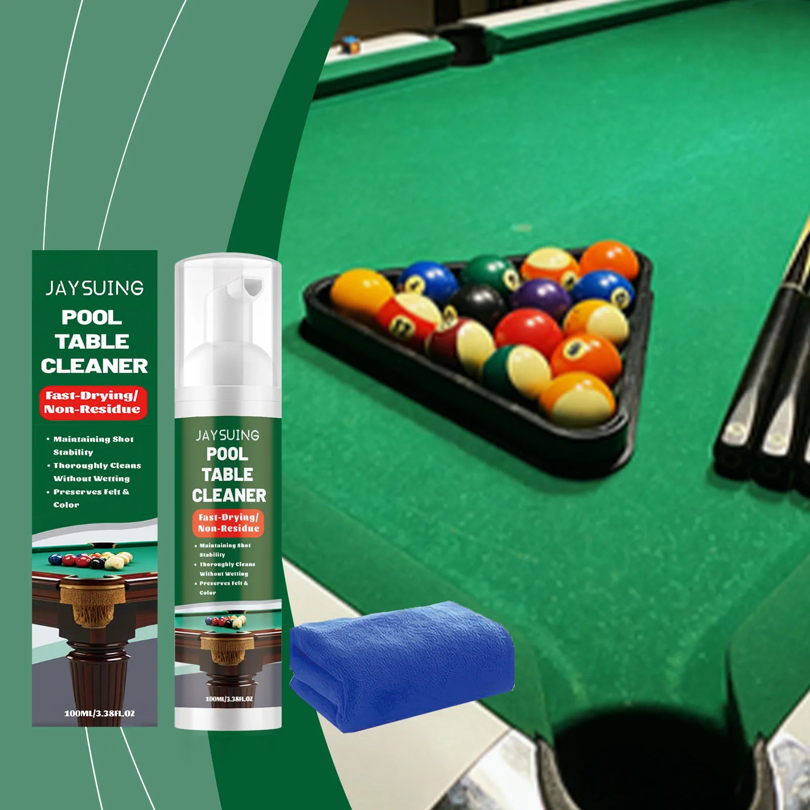 Billiard Table Cleaner For Baize Cloth Stain Removal Dust Cleaning Peaceful Pleasures Health and Wellness