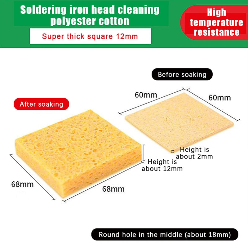 5Pcs 60*60mm Soldering Clean Sponge Solder Tip Cleaning Sponges Cleaner Pads Desoldering Soldering Iron Accessories Peaceful Pleasures Health and Wellness 60x60x12MM