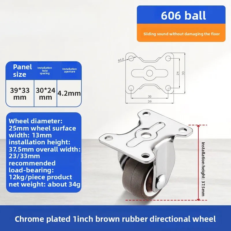 Soft Rubber Swivel Caster Wheels 1–2 Inch | Furniture & Trolleys