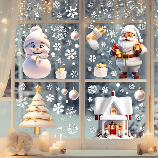 4-Piece Christmas Door & Window Stickers | Holiday Decor Set Christmas Window Stickers Peaceful Pleasures Health and Wellness Menchuangtie4Pcs