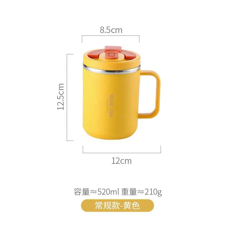 2026 Hot 520ML Insulated Coffee Mug with Handle, Shatterproof 304 Stainless Steel Coffee Mug, Double Wall Vacuum Water Cup Peaceful Pleasures Health and Wellness Regular yellow 501-600ml