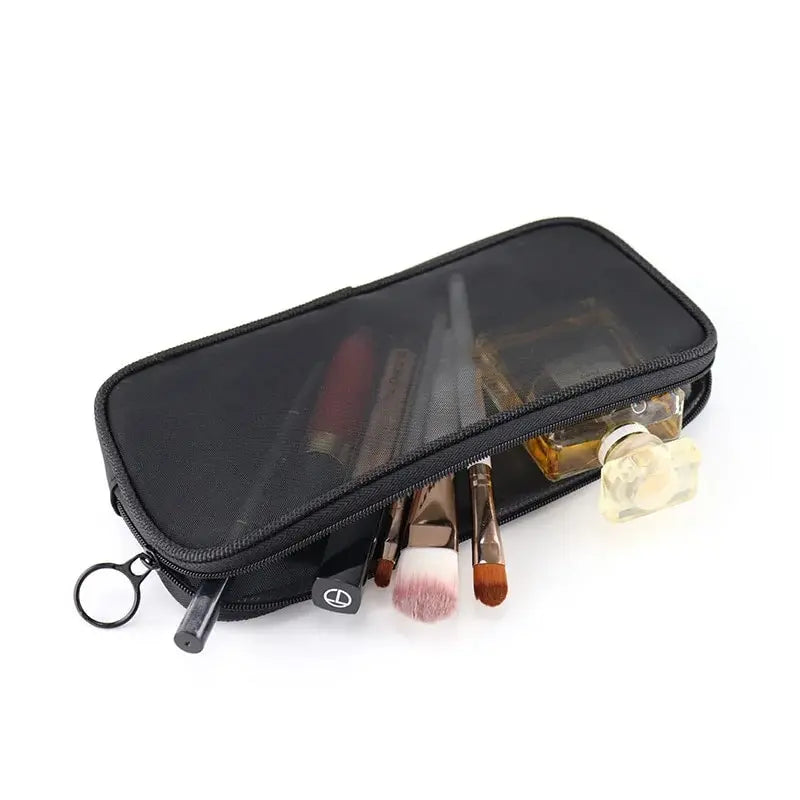 Mesh Transparent Makeup Bag | Clear Travel Cosmetic Organizer