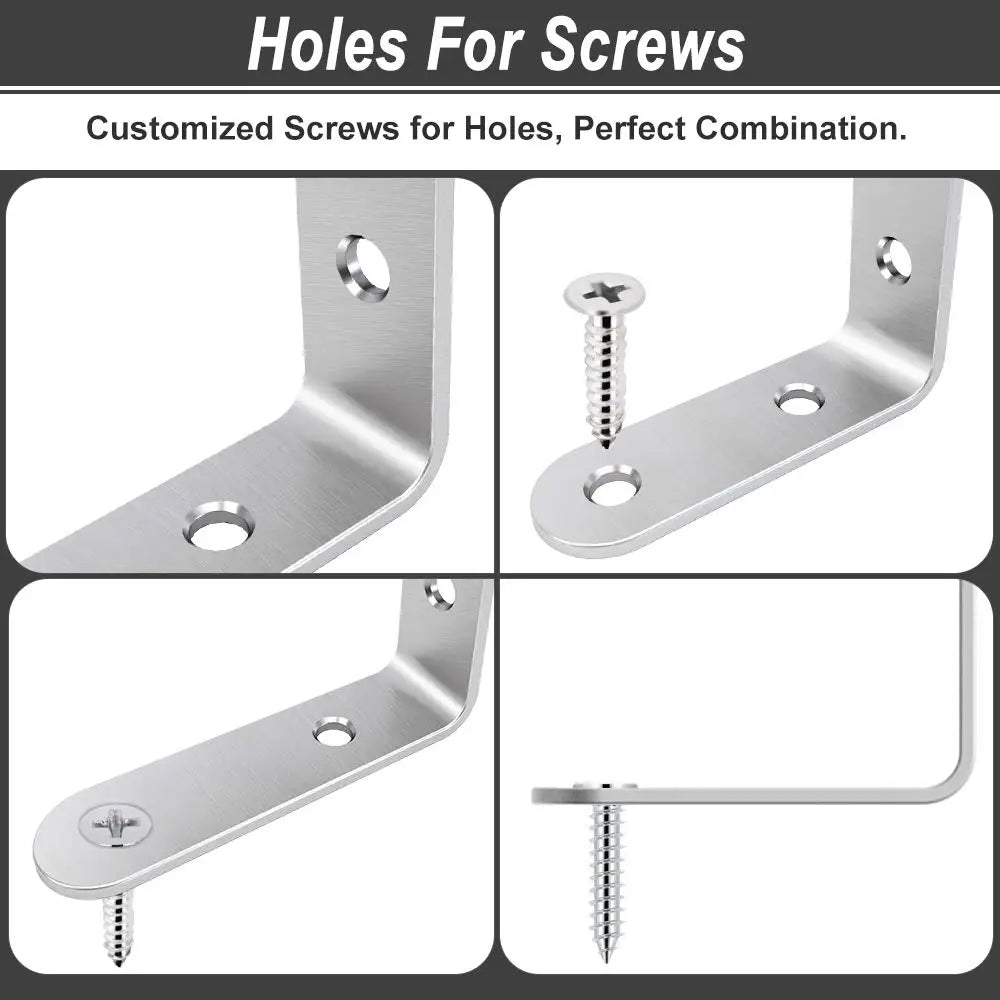 L Brackets Stainless Steel Corner Braces Screws 90 Right Angle Shelf