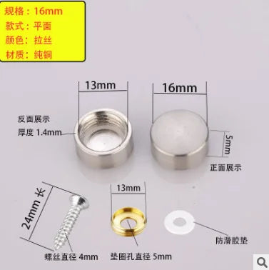 Decorative Mirror Screw Cap Covers | Stainless Steel 10–16mm