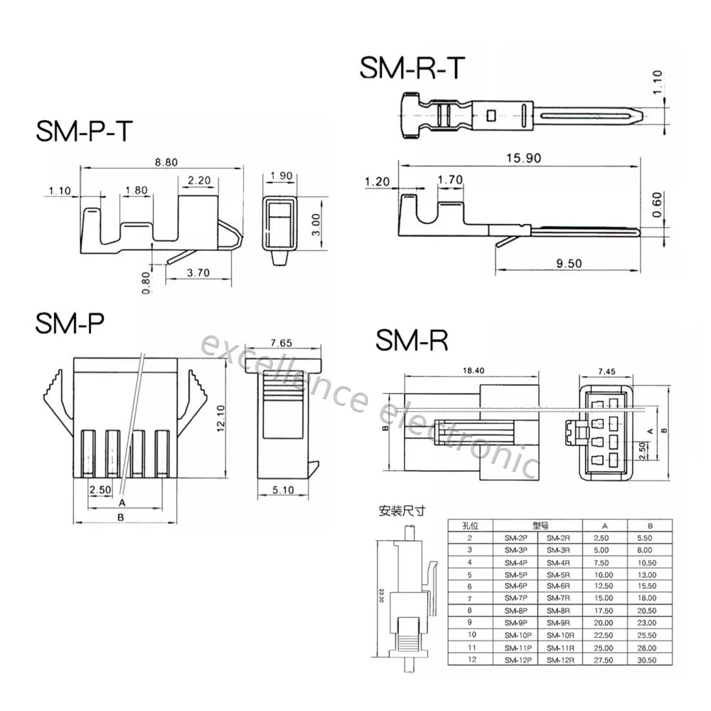 JST SM 2.54mm Male & Female Connector Kit with 22AWG Pre-Crimped Wire SM2.54 2/3/4/5/6 Pin Housing Adapter Cable Connector Peaceful Pleasures Health and Wellness
