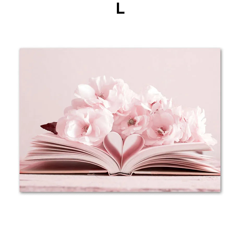 1pc frameless Canvas painting Spring Pink Rose Peony Sakura Dandelion Orchid Sparrow Car Garden Posters Flower Wall Art Canva Peaceful Pleasures Health and Wellness L 40x60cm Unframed