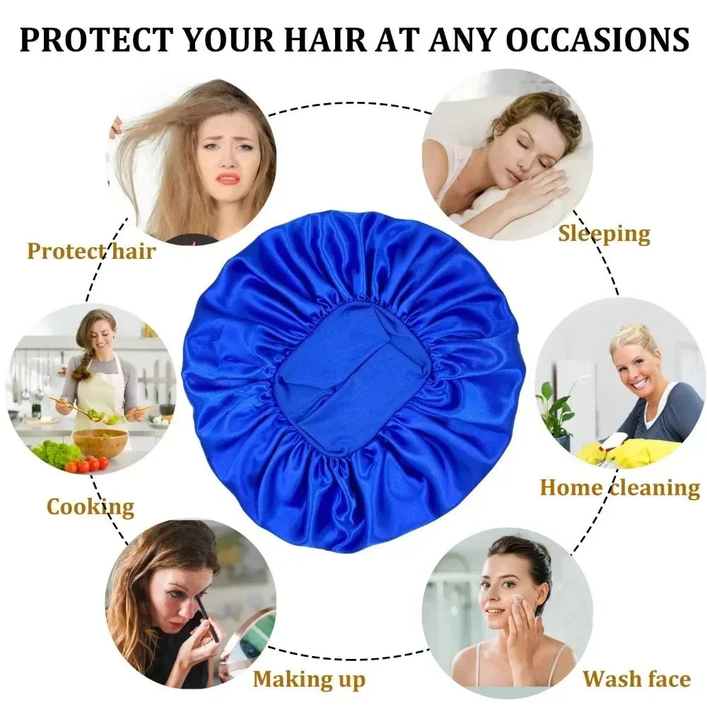 Women's Satin Sleep Bonnet | Wide Brim, Elastic Band Hair Care