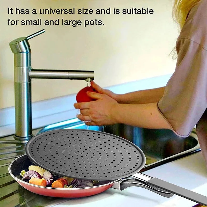 Silicone Splatter Screen with Stainless Steel Handle – Heat-Resistant Oil Splash Guard for Frying Pans