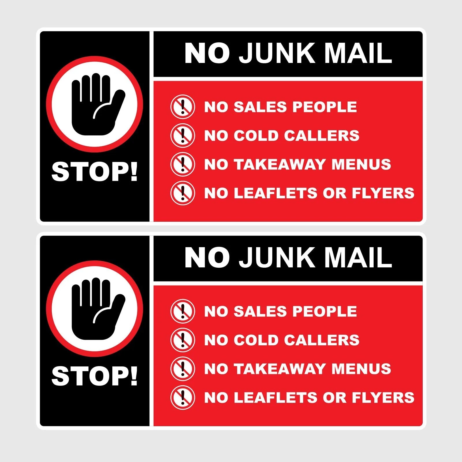 2Packs 100mm x 50mm Stop No Junk Mail Letterbox Sign Stickers For Car Window Home Front Door Peaceful Pleasures Health and Wellness Default Title