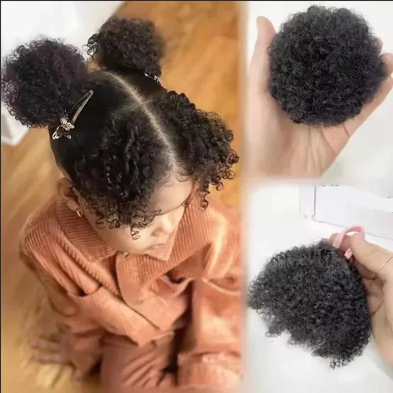 2pcs/pack Soft cute 4inch puff elastic band twist ponytail go afro kinky marley bouncy feel like natural human for baby girls Peaceful Pleasures Health and Wellness