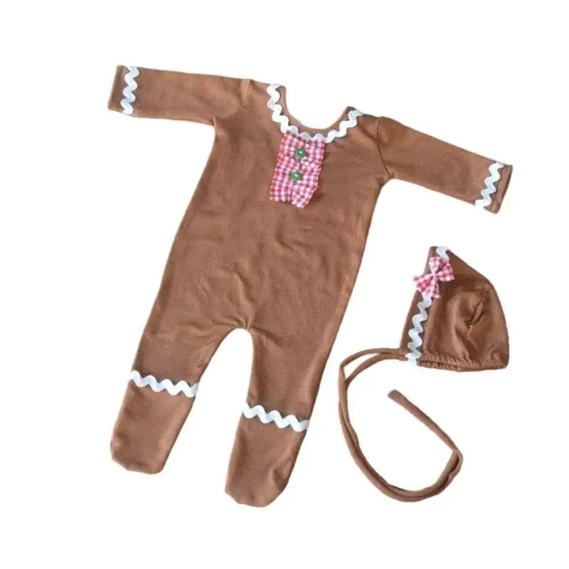 Christmas Newborn Photography Romper & Hat Set | 0–6M Baby
