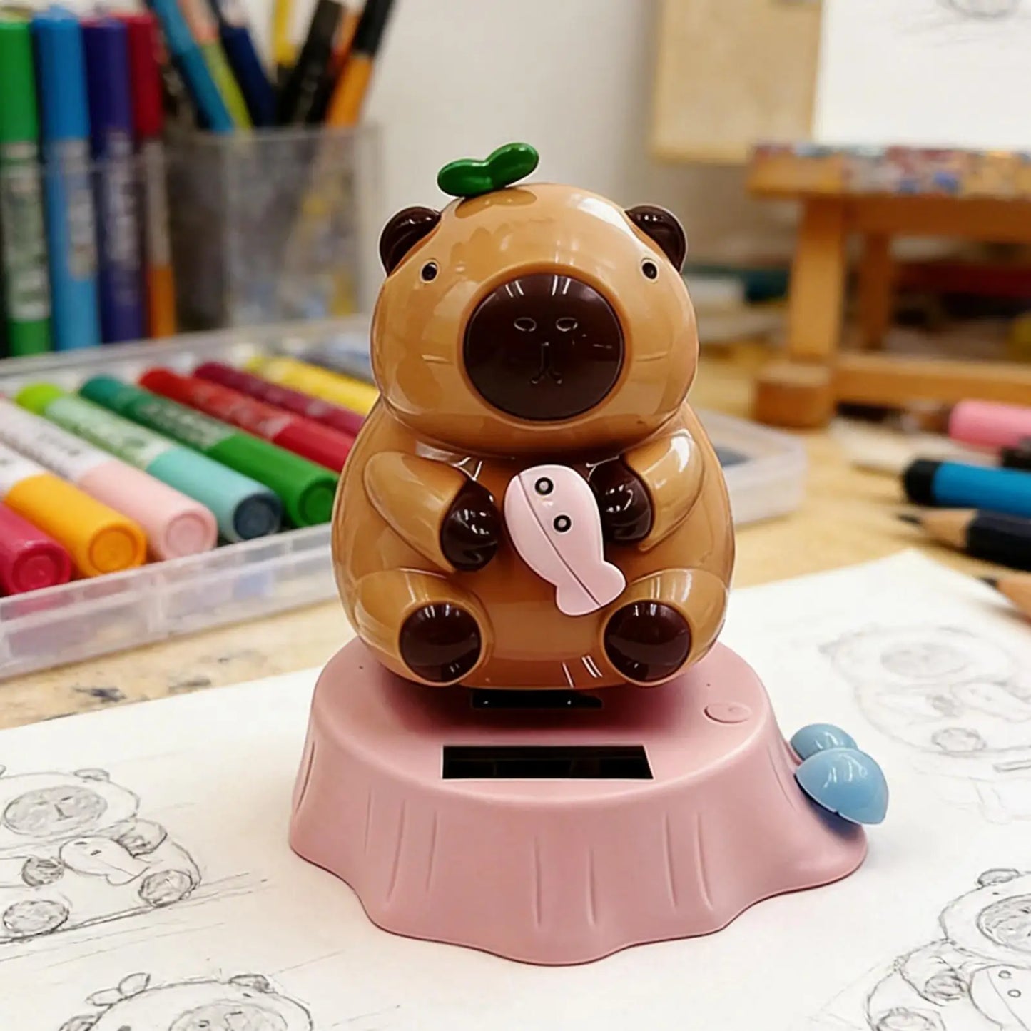 Solar Swinging Capybara Dashboard Figurine | Car & Desk Decor