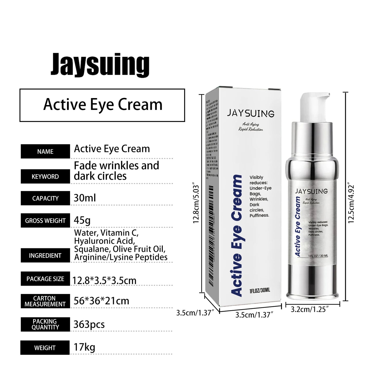 Jaysuing Hyaluronic Acid Eye Cream – Firm, Hydrate & Brighten