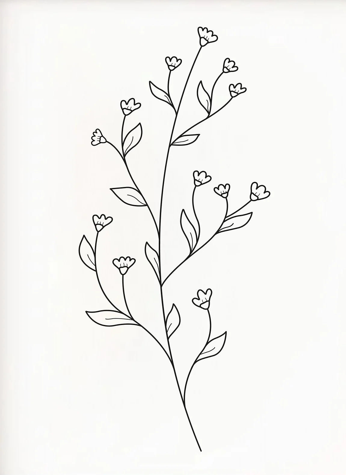 Minimalist Botanical Flower Bouquet Canvas Wall Art | Black & White