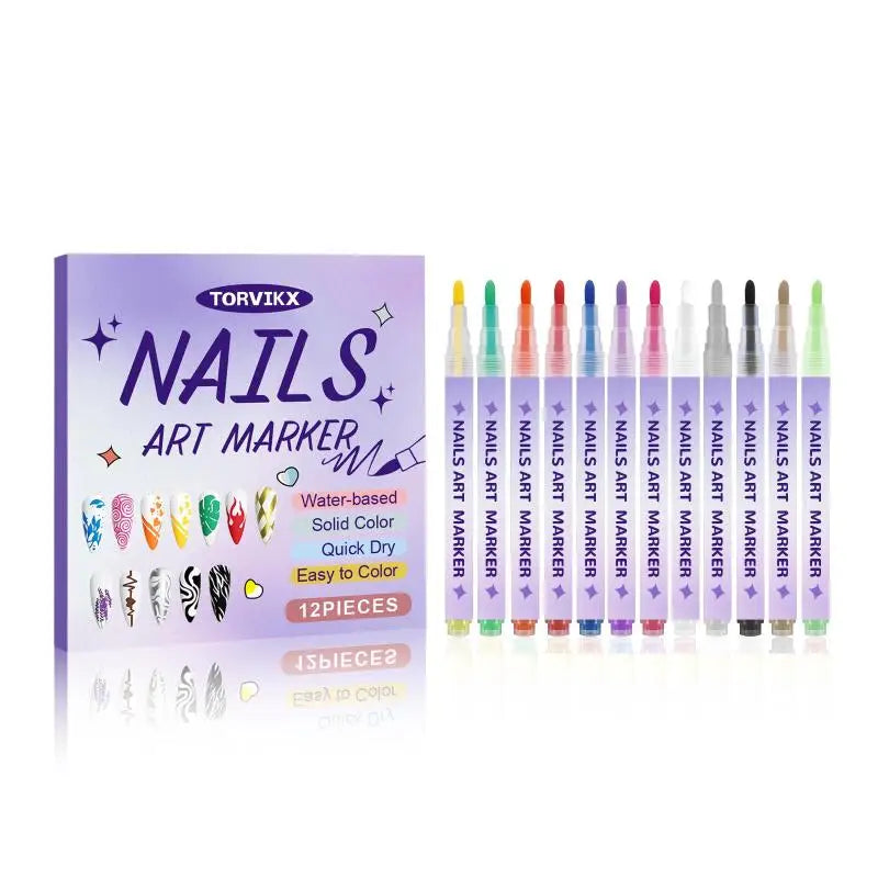 Nail Art Graffiti Pens – Quick-Dry 3D Dot Liner Set (1 or 12pc)