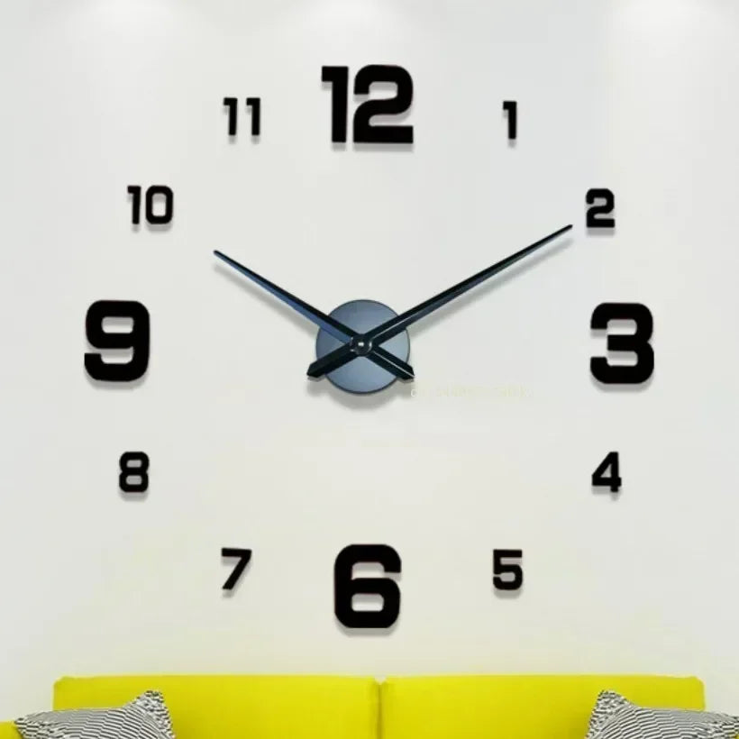 Large Acrylic Mirror Wall Clock | Modern Silent Home Decor