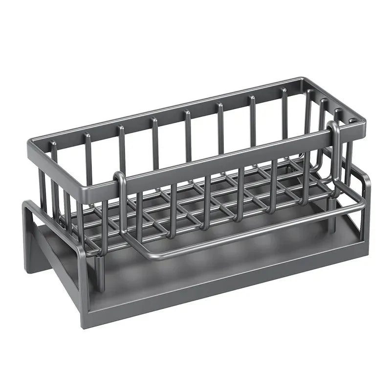 Kitchen Sink Drain Rack & Organizer – Self-Draining Soap, Sponge, Dishcloth & Towel Holder | Wall-Mount or Countertop