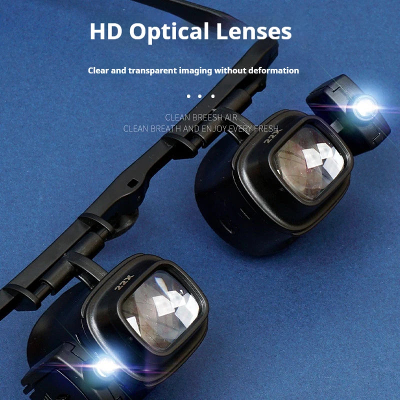Magnifying Glass with Light Magnifier with Led Light Glasses Style Head Mounted 24X with Multiple Sets of Lenses Peaceful Pleasures Health and Wellness