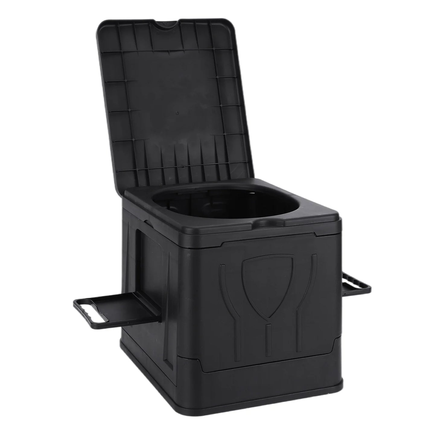 Folding Portable Toilet with Paper Holder & Lid Emergency Toilet Reusable for Camping Travel Outdoor Car RV & Emergency Use Peaceful Pleasures Health and Wellness Black Toilet Truck