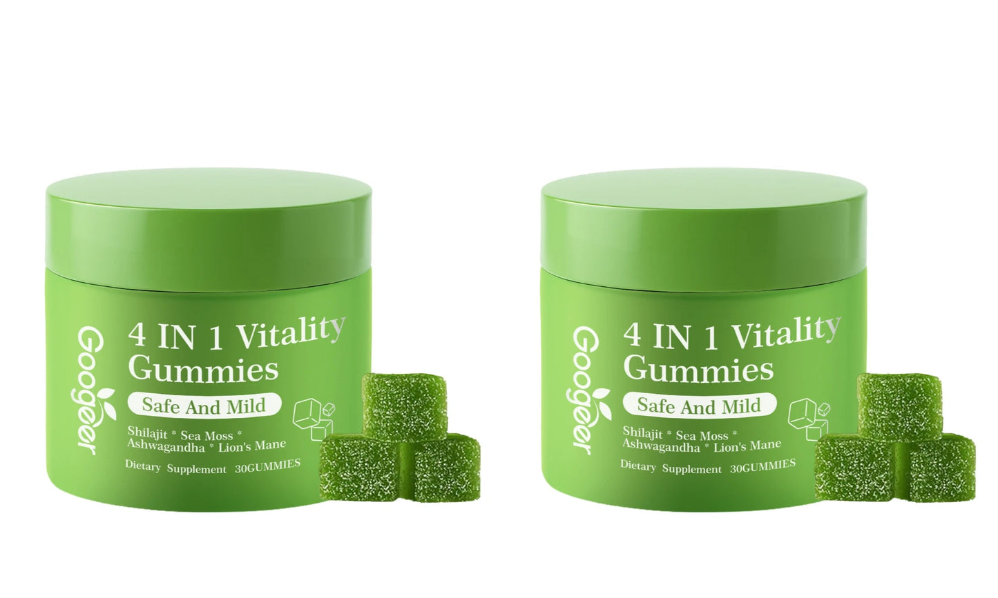 4-in-1 Vitality Gummies: Shilajit, Sea Moss, Ashwagandha & Lion's Mane