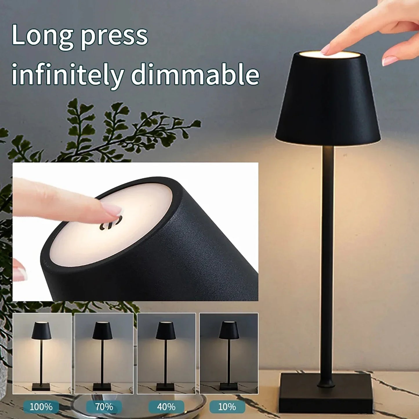 Rechargeable Table Lamp LED Touch Sensor Desktop Night Light Wireless Reading Lamp for Restaurant Hotel Bar Bedroom Decor Light Peaceful Pleasures Health and Wellness
