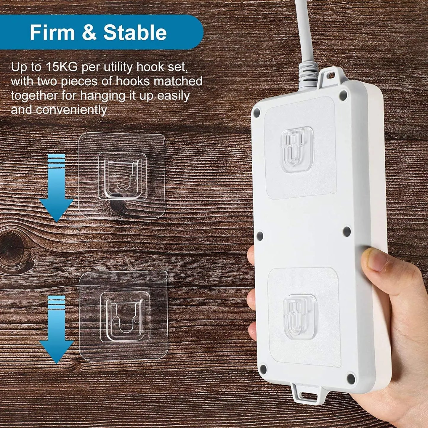 10-Pair Transparent Double-Sided Adhesive Wall Hooks No-Drill