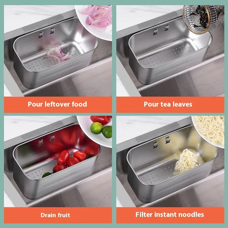 304 Stainless Steel Kitchen Sink Asphalt Basket Dishwasher Dishwasher Water Pool Hanging Garbage Filter Rack Filter Storage Rack Peaceful Pleasures Health and Wellness