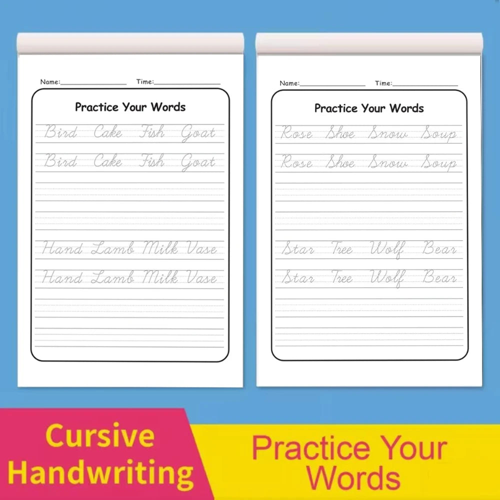 Beginner Cursive Handwriting Workbook 32 Pages Words Sentences