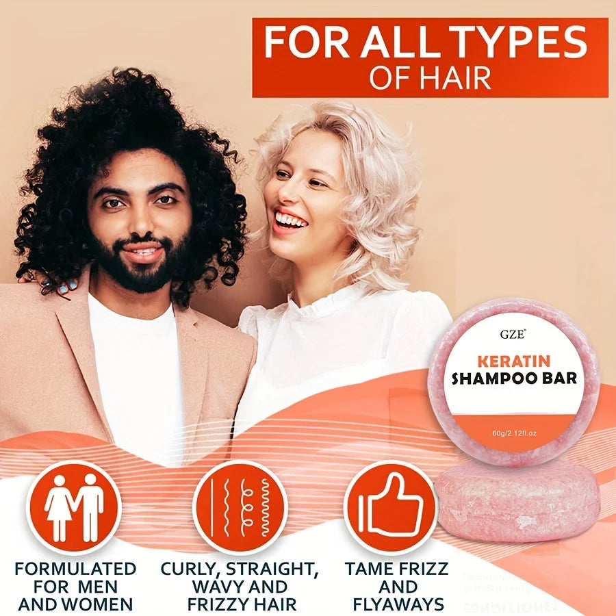 GZE Keratin Shampoo Bar – Sulfate-Free, Paraben-Free, Coconut Oil