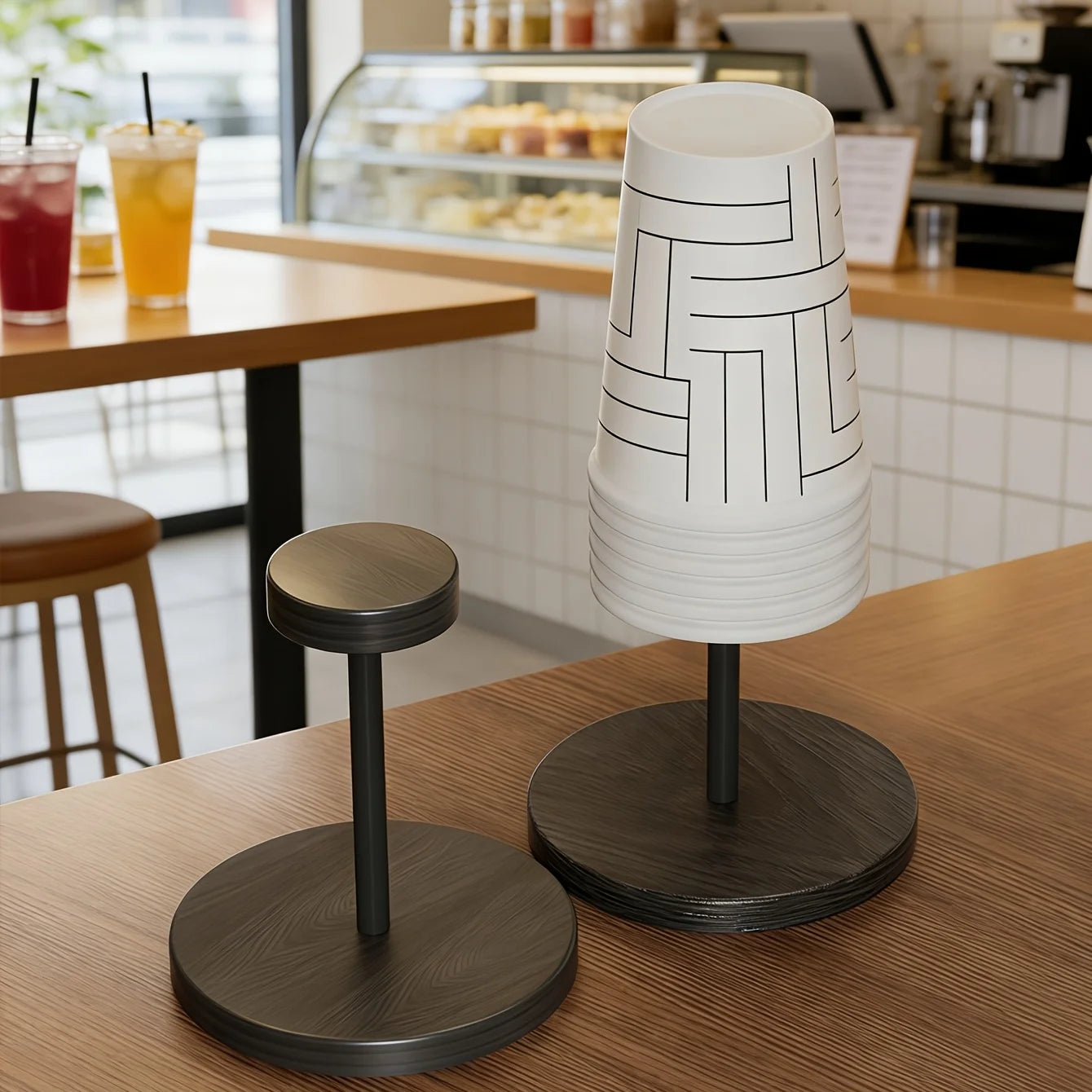 Disposable Cup Dispenser Desktop Holder & Coffee Bar Organizer