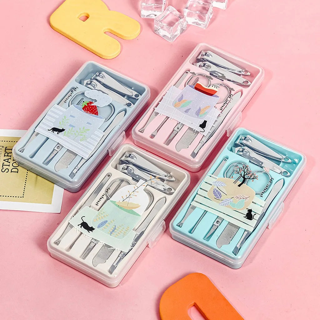 7-Piece Cute Cartoon Manicure Kit – Stainless Steel Nail Care Set