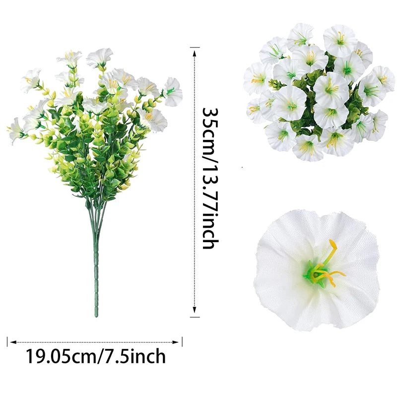 35CM Artificial Silk Morning Glory Eucalyptus UV Flower Decor