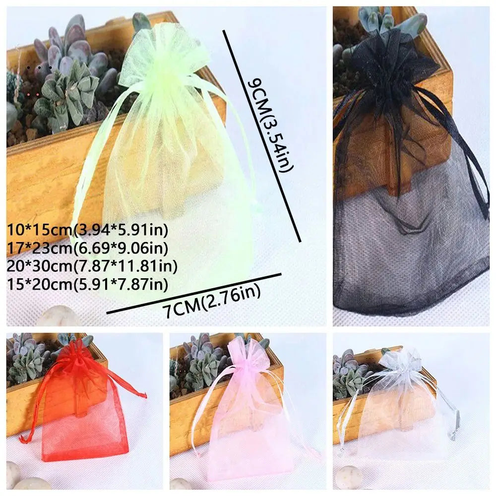 100-Pack Organza Fruit Protection Bags with Drawstring | Grape Covers