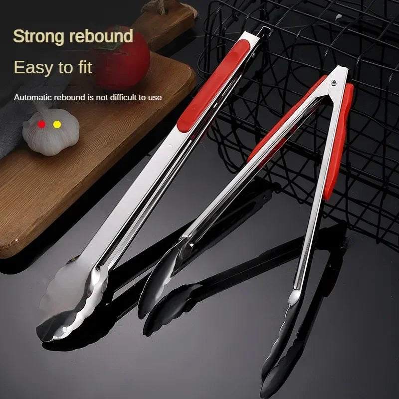 Silicone BBQ Tongs – Stainless Steel Kitchen Grill Tongs