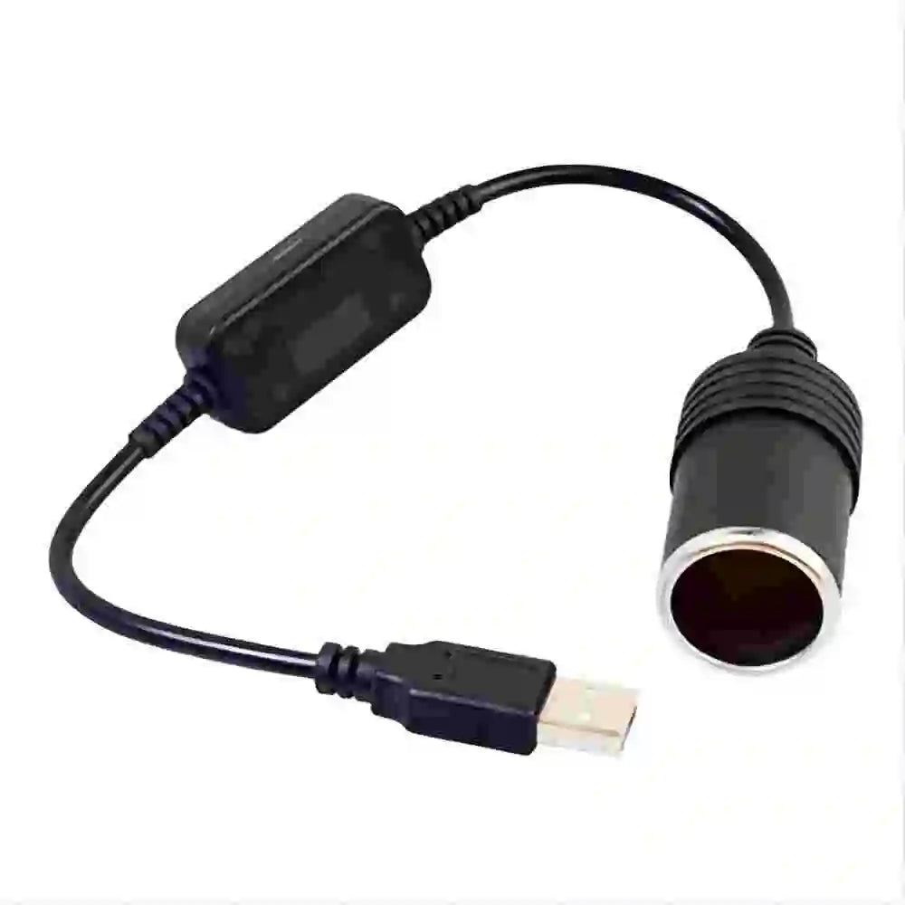 1pc 5V 2A USB To 12V Cigarette Lighter Socket USB Male to Female Cigarette Lighter Adapter Converter Car Electronics Accessories Peaceful Pleasures Health and Wellness Black