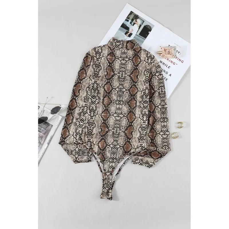 Women's Leopard Print Long-Sleeve Babydoll Lingerie Set