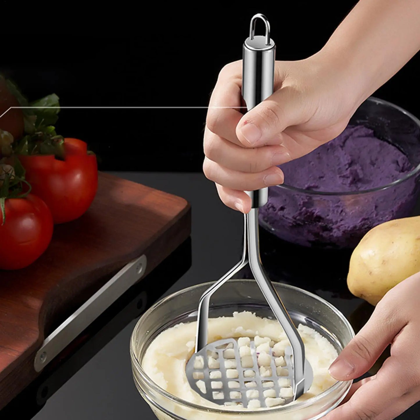 Stainless Steel Potato Masher | Manual Fruit & Veggie Crusher