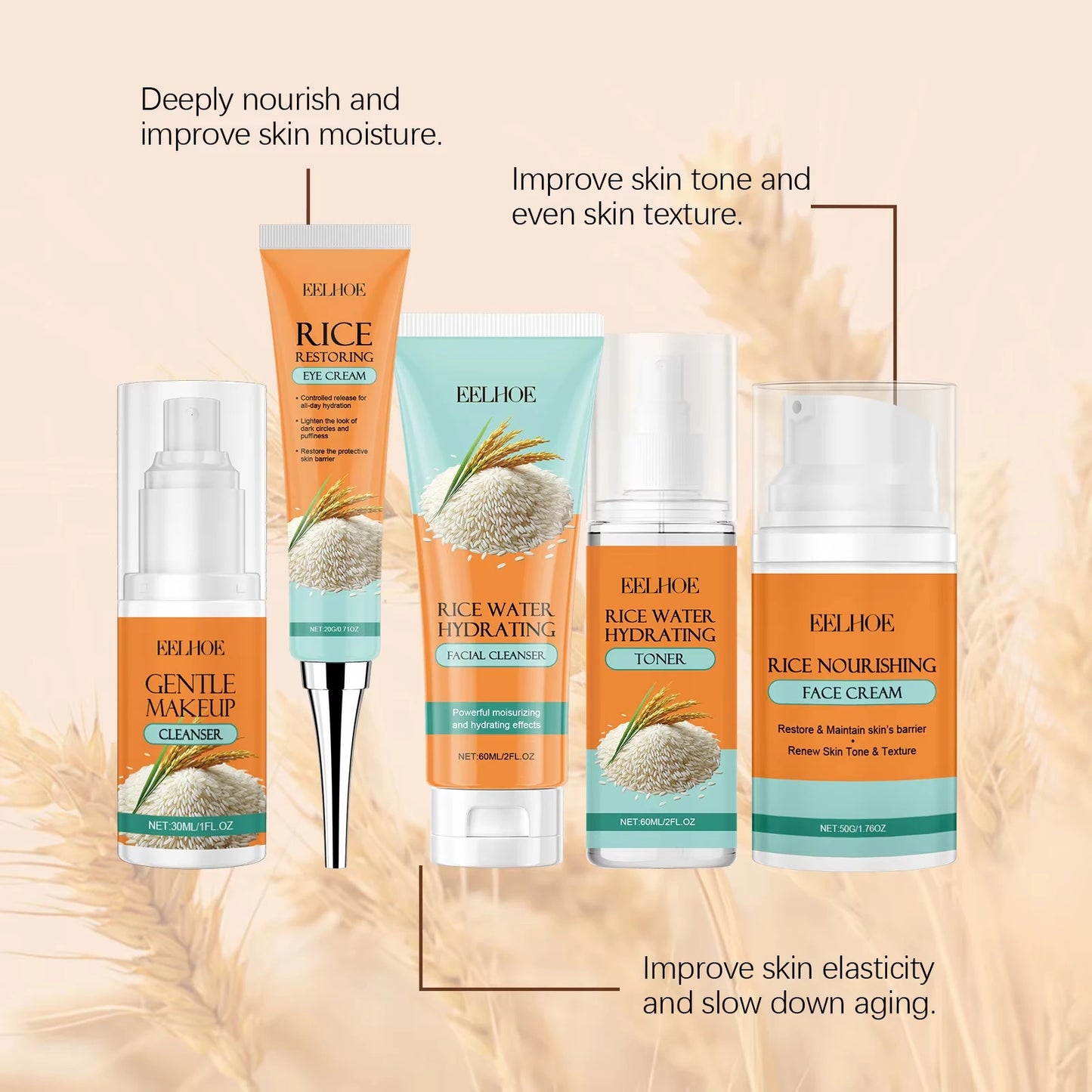 Rice Skincare 5-in-1 Set – Brighten, Hydrate & Glow