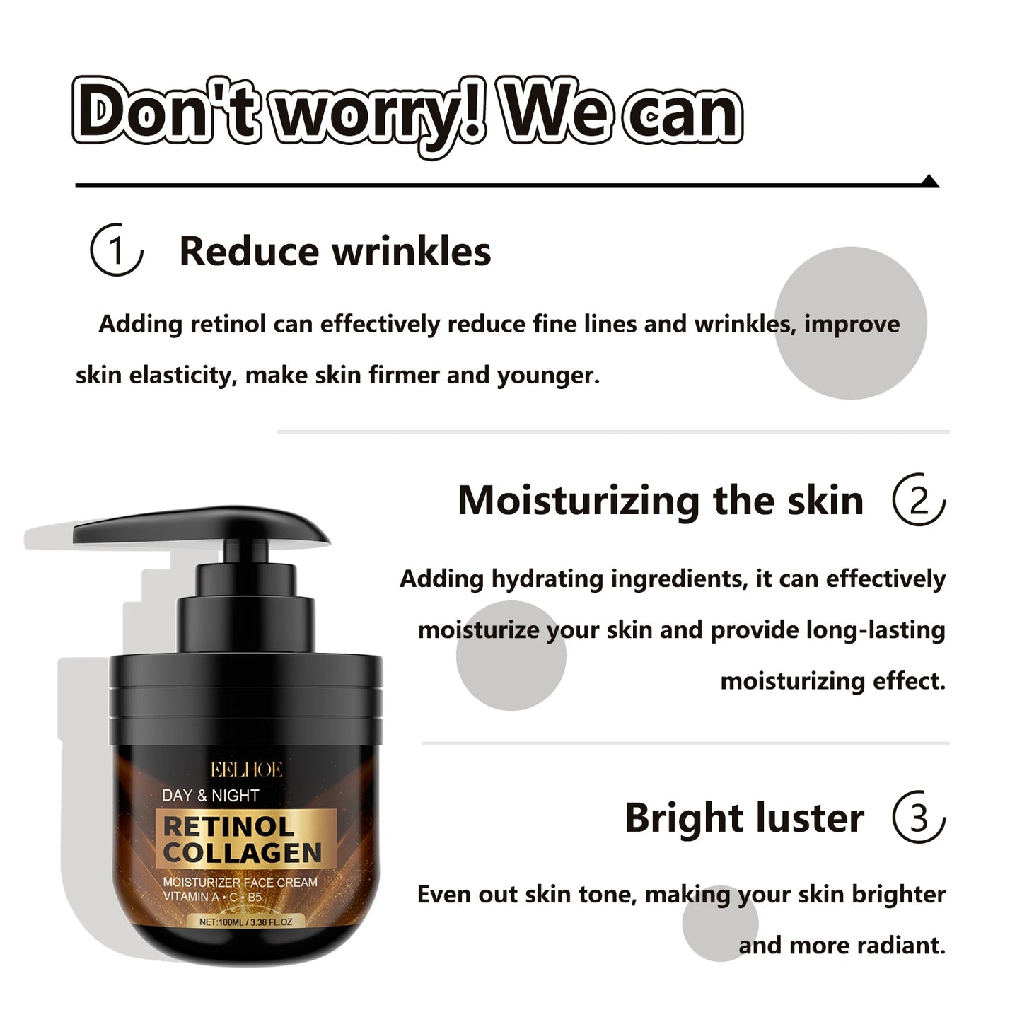Retinol Face Cream Nourishing Tighten Brightening Skins Fade Dark Spot Wrinkles Day Night Anti Aging Moisturizing Firming Creams Peaceful Pleasures Health and Wellness