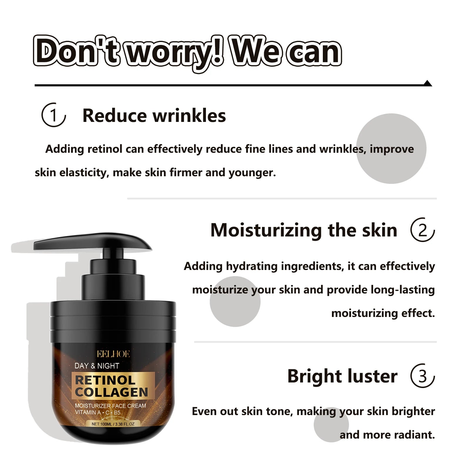 Retinol Face Cream Nourishing Tighten Brightening Skins Fade Dark Spot Wrinkles Day Night Anti Aging Moisturizing Firming Creams Peaceful Pleasures Health and Wellness