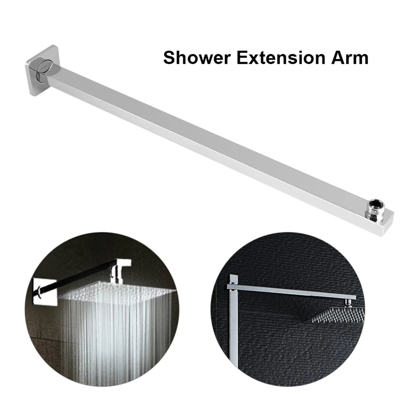 Square Shower Head Extension Arm Wall Mounted Stainless Steel