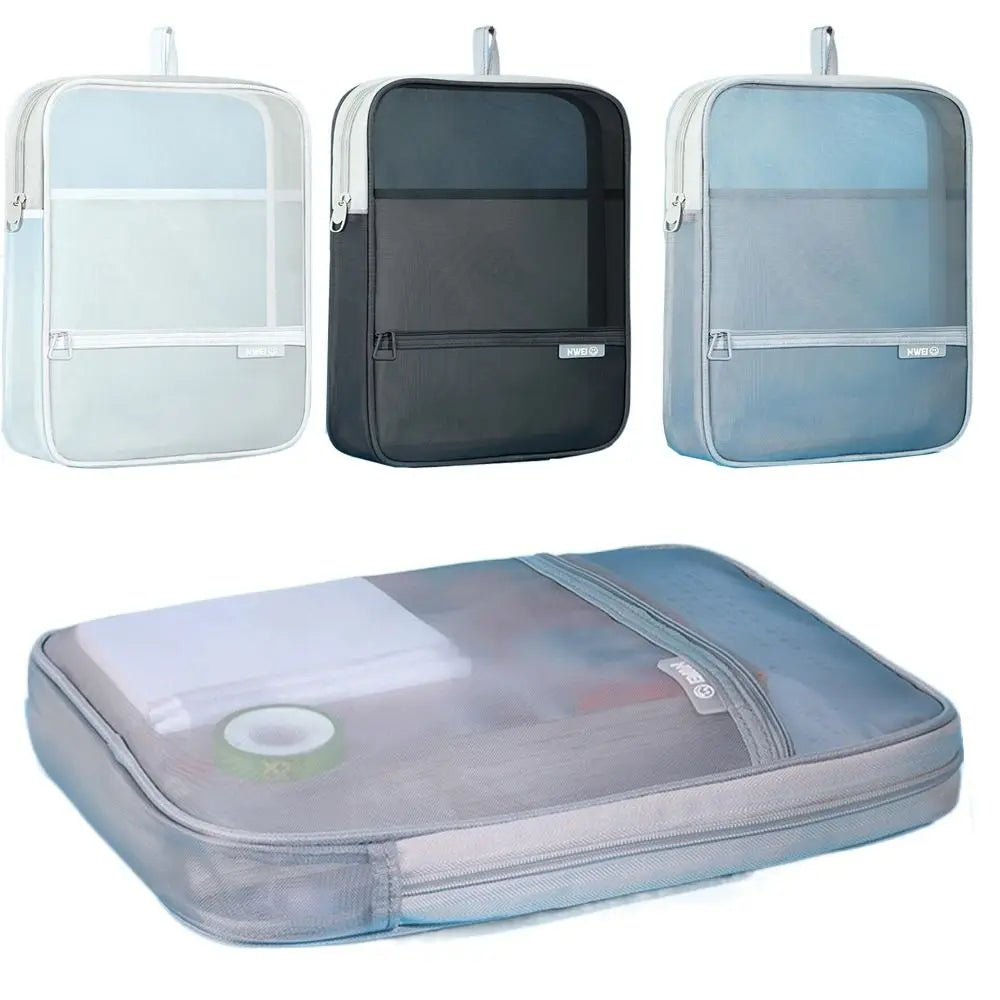 Portable Mesh Zipper Pouch Bag Thickened Waterproof Transparent File Holder Large Capacity Breathable Document Organizer Peaceful Pleasures Health and Wellness