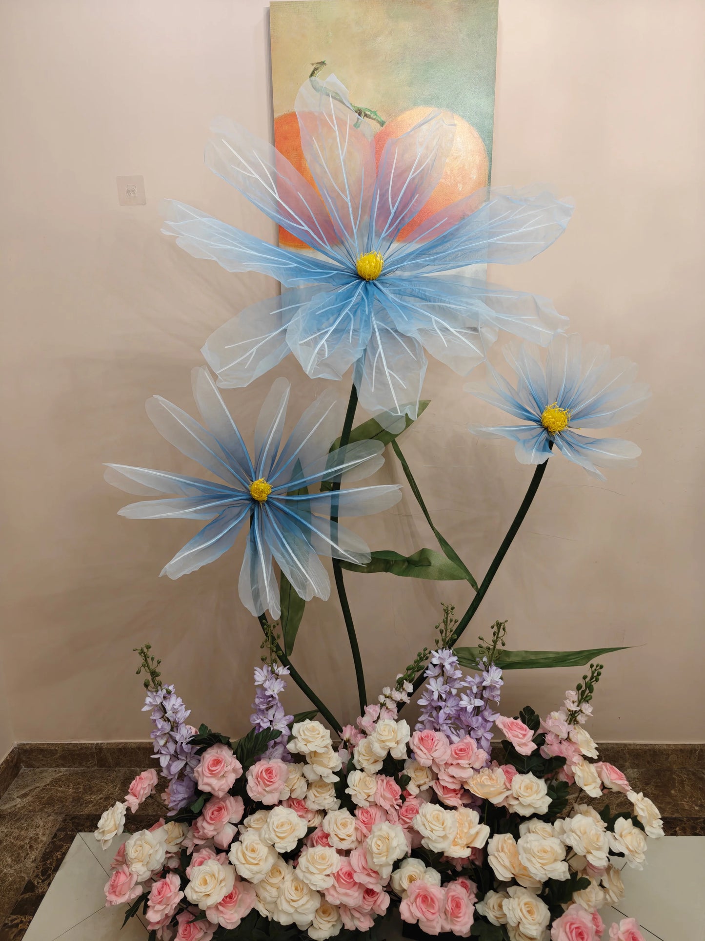 Artificial Silk Poppy Flower Wedding Backdrop Stand 40–80cm