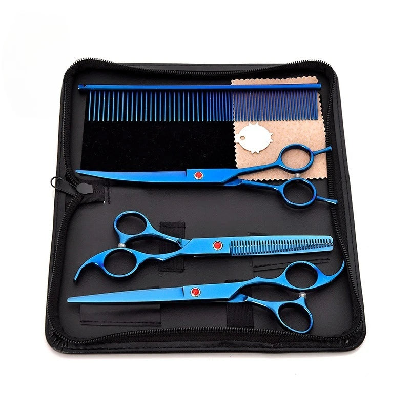 Dog Grooming Scissors Purple Dragon " 7" Stainless Pet Beauty Scissors Cutting Scissors Thinning Shears Curved Peaceful Pleasures Health and Wellness Blue